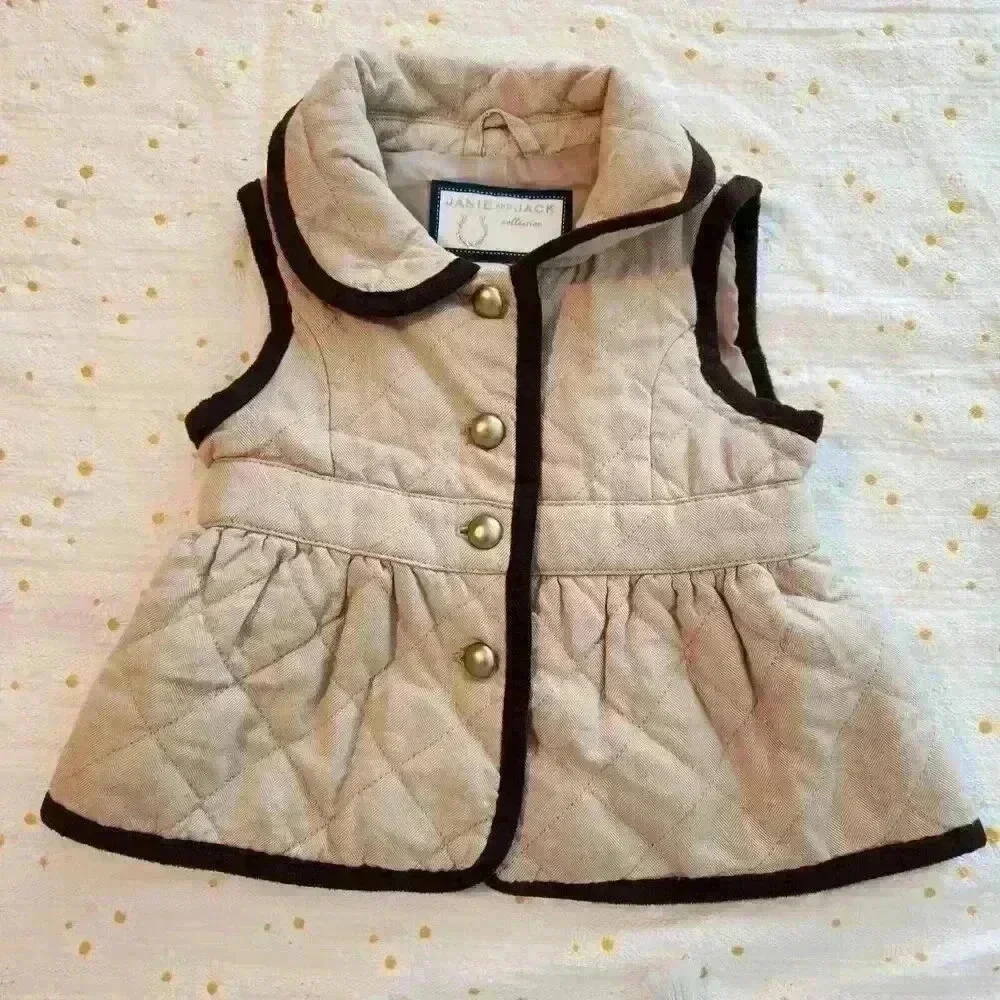 Janie and Jack‎ Quilted Vest Baby- Tan 3-6m